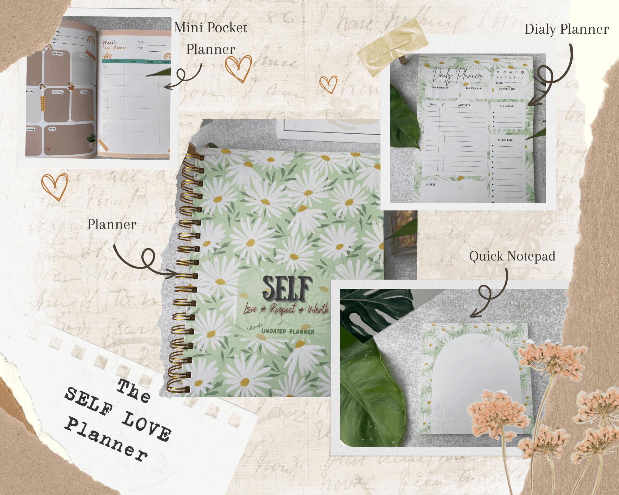 The Ultimate Undated Planner - Self Love Floral Combo